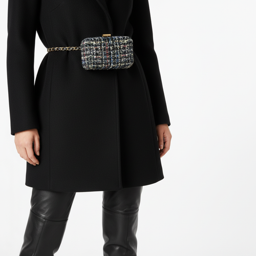 Amiee Tweed Belt Bag-Black