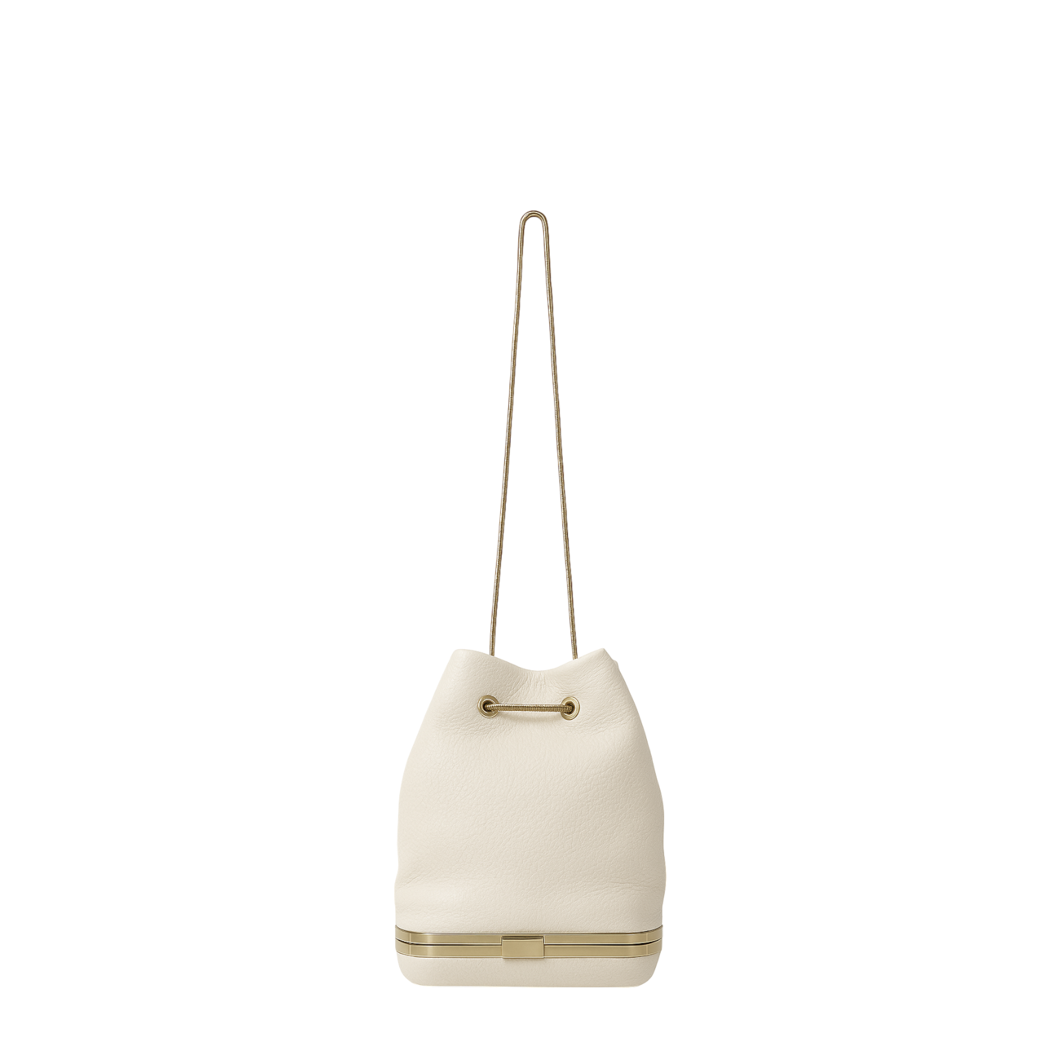 Kesmara Hulet Mini Drawstring Bag in ivory leather, quiet luxury crossbody